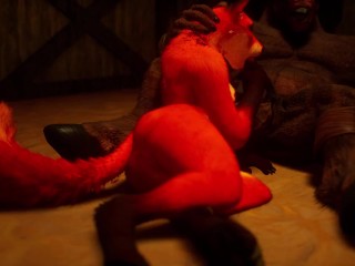 Furry Slut Fucks Monster Cock to Squirt Cum and Fill her Mouth with Cum in Wild Life Furry Sex