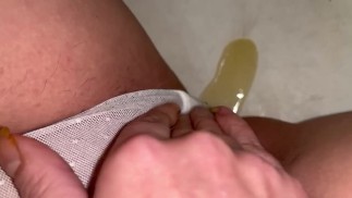 Rubbing clit through panties till I piss