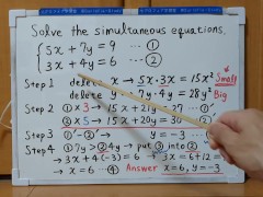 Tokyo 2024-1st [1]Q5 Solve the simultaneous equations.[JapanMath]