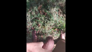 Naked hiking and pissing in the woods