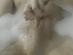Stroking my big cock in bubble bath (4k)