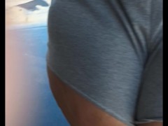 Exhibitionist wife at the carwash pov hubby films