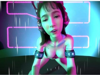 3D Cute Asian Slut Shaking her Big Boobs Dance for you