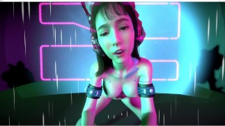 3D cute Asian slut shaking her big boobs dance for you