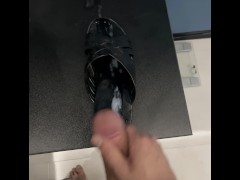 Cum in Shiny Black Sandal Full of Dried Cum
