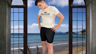 Massive cock cumshot in tight pants