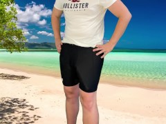 Risky masturbation on the beach
