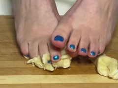 Messy play with a banana under my feet