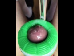 白袜女孩炮机自慰高潮失禁喷精液 伪娘 调教 射精 丝袜 - Screenshot 11 of 16 - Cute