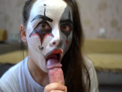 Хеллоуинский минет клоунша удовлетворяет папикин хуй на камеру - Screenshot 5 of 16 - Painted Face