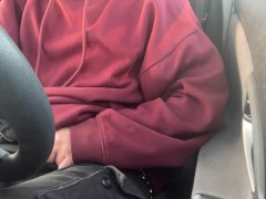 Needy ftm has loud orgasm in a busy parking lot