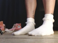 White Ruffled Socks Pink Converse Sneakers Tease