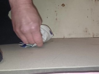 Male Box Crush in Socks, Flattened by my 89kg Size 11 Feet