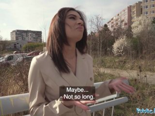 Public Agent Super sexy brunette shows off her tits and ass and suck and fucks screenshot number 0