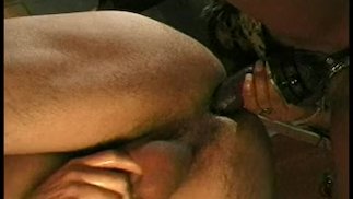 Tattooed MILF gets her pierced pussy pleased by a man before pegging his tight asshole