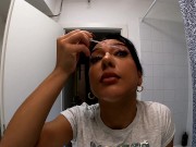 Super Hot Very Beautiful Brunette College Girl in her Dorm Room prepares for going out to Night Club