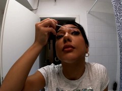 Super Hot Very Beautiful Brunette College Girl in her Dorm Room prepares for going out to Night Club