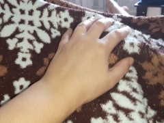 My shy slave girl licks and fucks my pussy in a mask and under a blanket - Lesbian_illusion