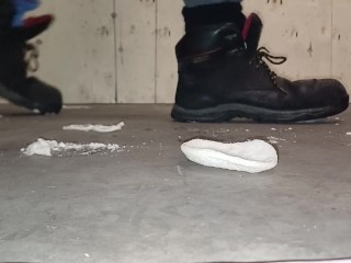 Prawn Cracker Walkover Crush & Trample. Flattened & Destroyed Beneath 89kg Size 11 Boots 👣👣