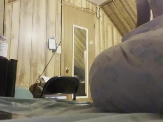 24 Year old Dry Humps Pillow by using a Masturbator Toy inside Boxer while Watching Porn in Debut