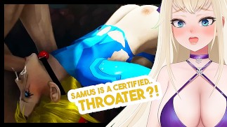 oh wow… Samus is a certified cock-deepthroat slut | Metroid Porn Hentai Vtuber React