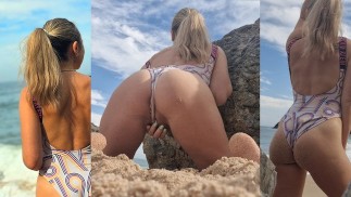 Multiple orgasm in bath with toy after Public relax beach