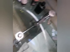 Smooth hot daddy's early morning bathroom wank