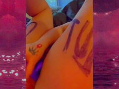 Horny lil cum slut squirts all over making a mess!!