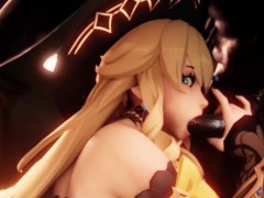 Navia gently sucks a big hilichurl dick while getting her ass Filled by a Dildo - 3D Genshin Impact