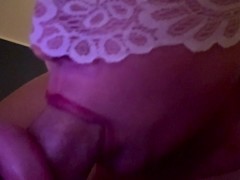 White lace blowjob