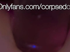 Close up pussy stretching Goth girl