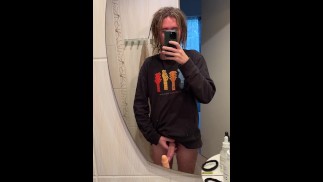 Massaging my big twink dick