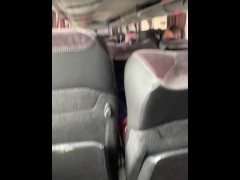 Thick cock showing off inside the travel bus