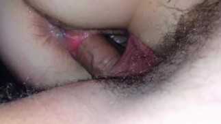 Thumbnail Gentle penetration into a hairy pussy.