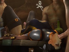 Futa Alliance Captain Ashtinn Reed mouthfucked by Pirates (clothed)