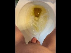 Puffy horny pussy desperate to push out pee