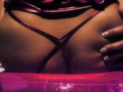 Giant tits slave lesbian rides a huge dildo in prison