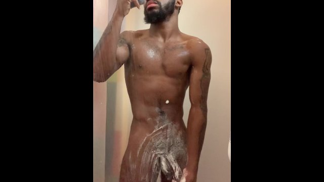 Playing With My Long Black Dick🍆💦 In Shower 🚿