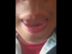 Asian man licking and smacking