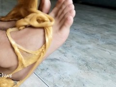 Golden slime fetish feet