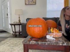 Sneaky step bro inserts his Dick in a Pumpkin & Me