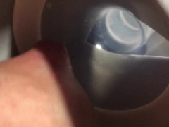Milking milk with a breast pump to the last drop - close-up - Lactation - Milky tits