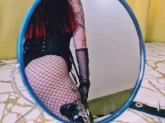 Halloween body worship. Witch magics and summons a slave.