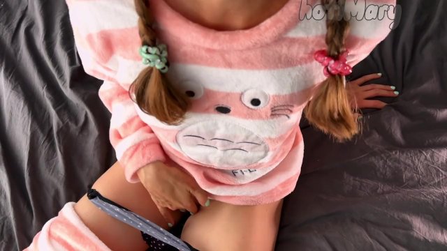 petite schoolgirl in pajama small tits masturbating pussy to orgasm