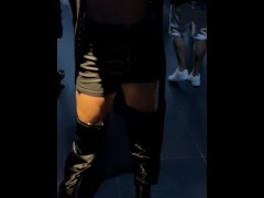 The 'Wild Corner' in HI Ibiza! Hot babe showing her big boob's in public club