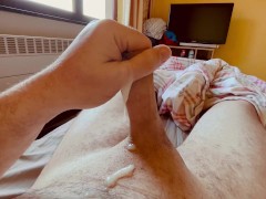 Stroke big hard cock and having a massive cumshot on belly - Screenshot 14 of 16 - Huge Cum Explosion