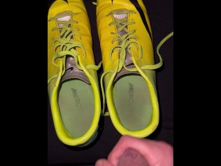 Cumshot into my Friends old Football Shoes