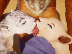 Furry trio ends in creampie and squirting in intense Wild Life sex