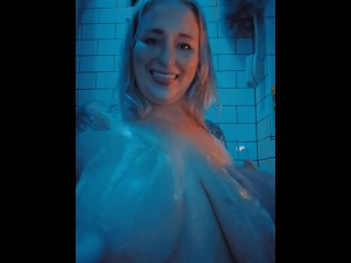 In the Bathroom Tub Playing with Bubbles and Boobies