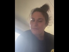 Sexy BBW girl next door jack off instructions before going to work early in the morning